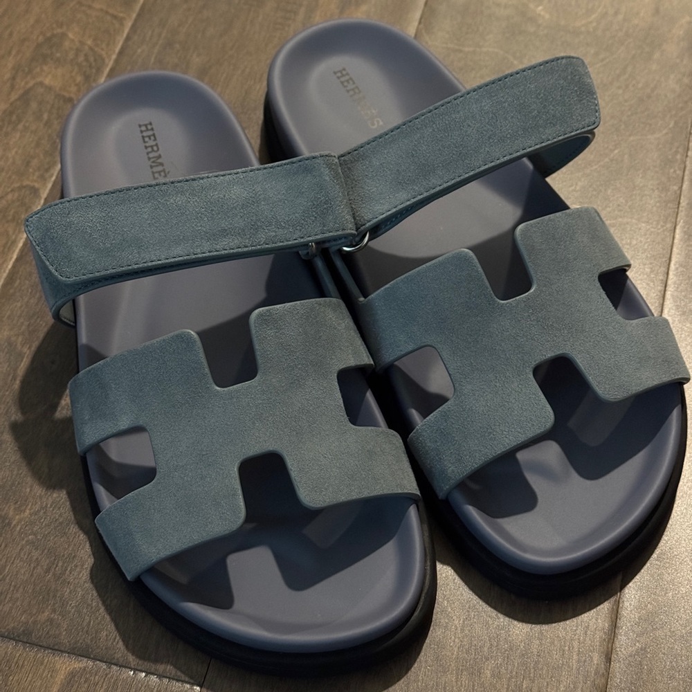 RARE FIND | Hermes BNIB authentic women chypre sandals in Bleu Tonnerre 38.5 - Picture 4 of 6